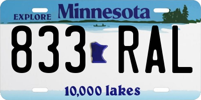 MN license plate 833RAL