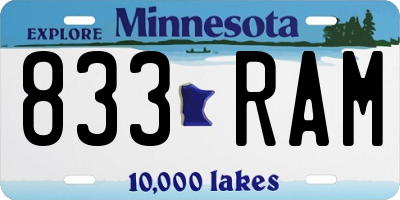 MN license plate 833RAM