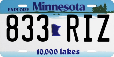 MN license plate 833RIZ