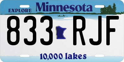 MN license plate 833RJF