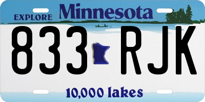 MN license plate 833RJK