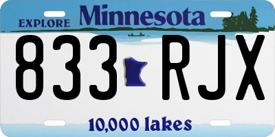 MN license plate 833RJX