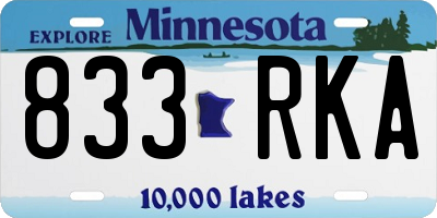 MN license plate 833RKA