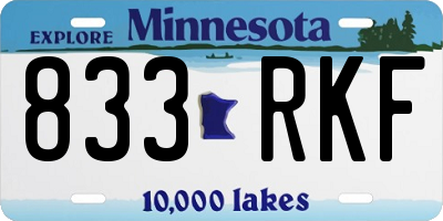 MN license plate 833RKF