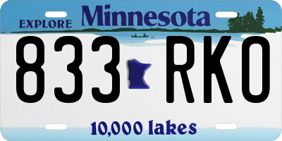 MN license plate 833RKO