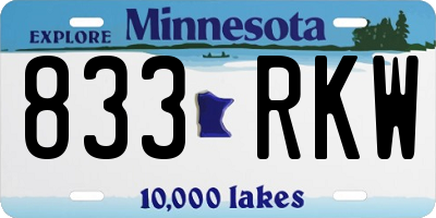MN license plate 833RKW