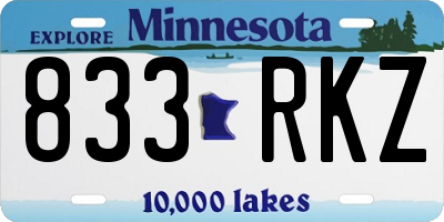 MN license plate 833RKZ
