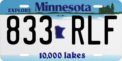 MN license plate 833RLF