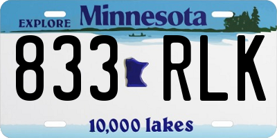 MN license plate 833RLK