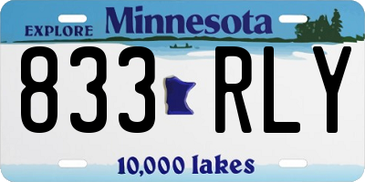MN license plate 833RLY