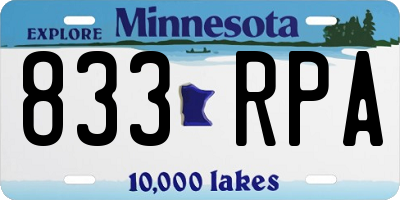 MN license plate 833RPA