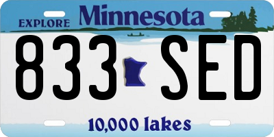 MN license plate 833SED