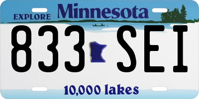 MN license plate 833SEI