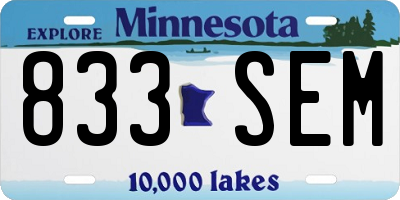 MN license plate 833SEM