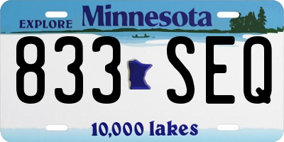MN license plate 833SEQ