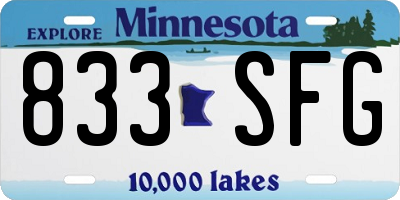 MN license plate 833SFG