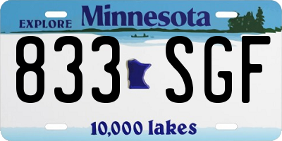 MN license plate 833SGF