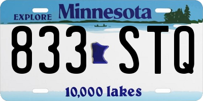 MN license plate 833STQ