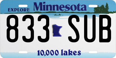 MN license plate 833SUB