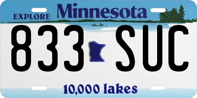 MN license plate 833SUC