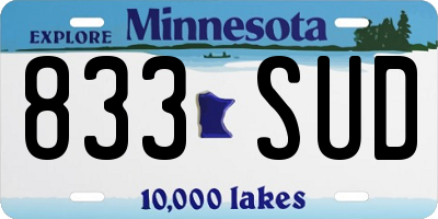 MN license plate 833SUD