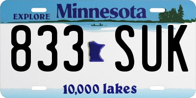 MN license plate 833SUK