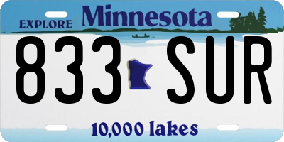MN license plate 833SUR