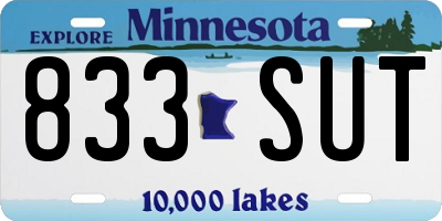 MN license plate 833SUT
