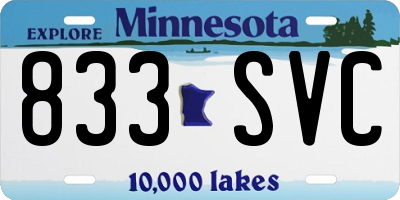 MN license plate 833SVC