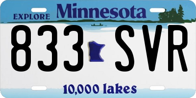 MN license plate 833SVR