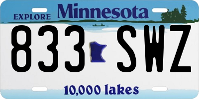 MN license plate 833SWZ