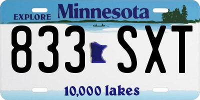 MN license plate 833SXT