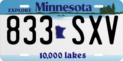 MN license plate 833SXV