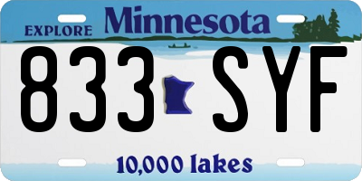 MN license plate 833SYF