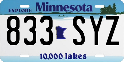 MN license plate 833SYZ
