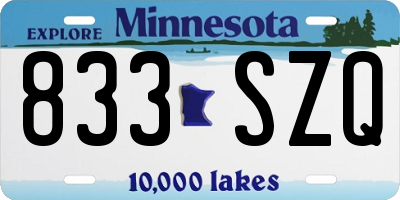 MN license plate 833SZQ