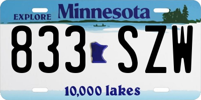 MN license plate 833SZW