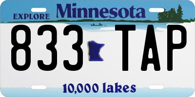 MN license plate 833TAP