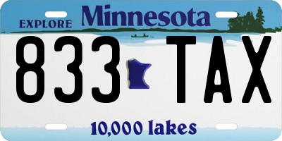 MN license plate 833TAX