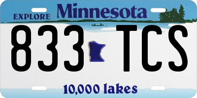 MN license plate 833TCS