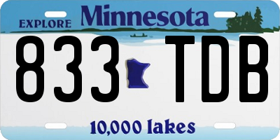 MN license plate 833TDB
