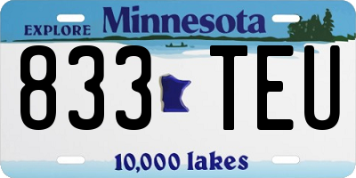 MN license plate 833TEU