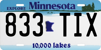 MN license plate 833TIX