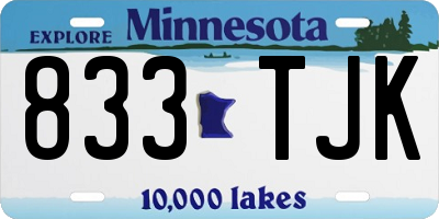 MN license plate 833TJK