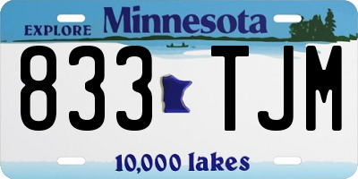 MN license plate 833TJM