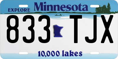 MN license plate 833TJX