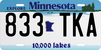 MN license plate 833TKA