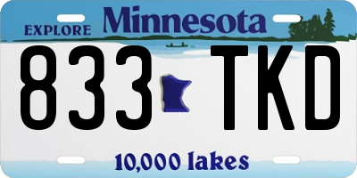 MN license plate 833TKD