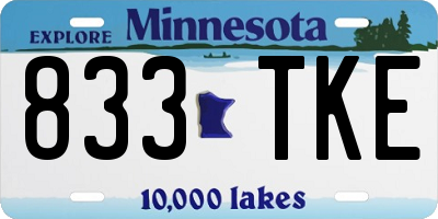 MN license plate 833TKE