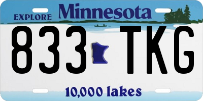 MN license plate 833TKG